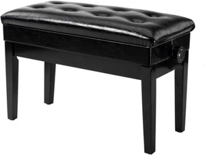 Adjustable Duet Piano Bench with Storage Black Faux Leather Piano Stool Deluxe P - Picture 1 of 11