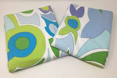 Vintage Set of 2 Springmade Wondercale Emilio Pucci Twin Flat Fabric Sheets - Image 1 of 4
