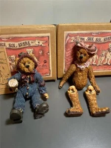 BOYDS BEARS Shoe Box Figurine - Lot of 2 Maisey Goil & Elias Elf Grizberg Damage - Picture 1 of 1