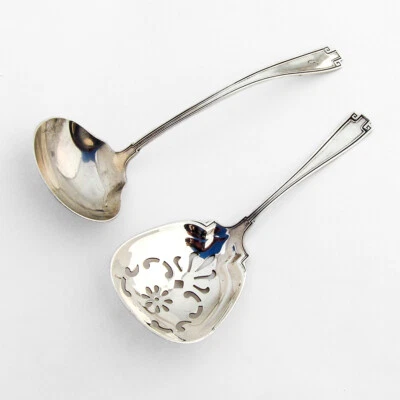 Juego de cucharas de nuez con cucharón crema etrusca Gorham plata de ley 1913 Foto 1 de 4