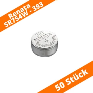 50 x Renata 393 SR754W SR48 LR754 AG5 LR48 Uhrenbatterien Silberoxid Knopfzelle - Bild 1 von 2