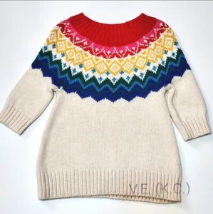 Gymboree Baby Mädchen 3-6 Monate m WEIHNACHTEN REGENBOGEN FAIR ISLE PULLOVER KLEID - Bild 1 von 4