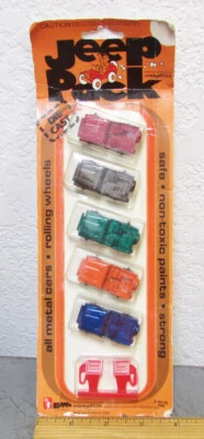 Vintage Midgetoy Jeep Pack, unopened blister pack set of 5 die cast metal jeeps - Image 1 of 4