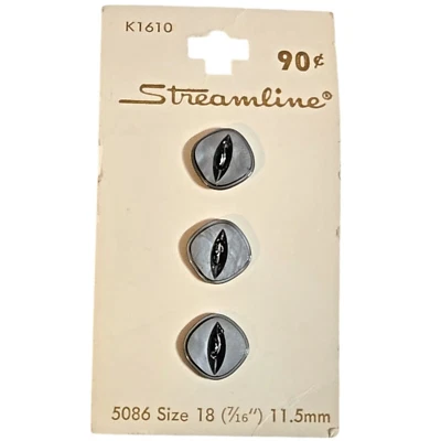 Streamline Vintage Buttons Grey Iridescent Sz 18 7/16" 11.5mm Decorative Sewing - Image 1 of 4