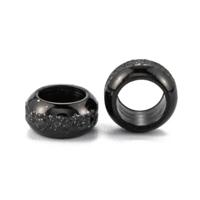10 pcs 201 Stainless Steel Black Frosted Spacer Beads - 8mm x 4mm – Hole: 5mm - Image 1 of 3