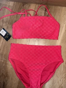 Girls Art Class Pink Terry Checkered Bikini Swimsuit XXL 16/18 - Picture 1 of 1