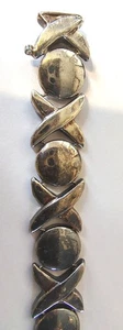 Bracciale in argento sterling .925, modello X e O, Italia, chiusura scatola aperta, lunghezza 7" - Foto 1 di 4