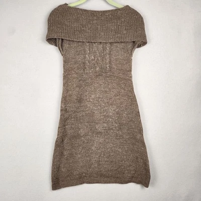 Vestido Suéter Mudd Para Mujer Grande Marrón Capucha Cuello Cable Tejido Mezcla Lana Sin Mangas Foto 1 de 4