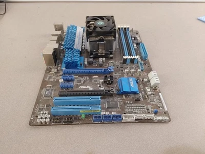 GOOD CONDITION ASUS M5A97 EVO PC Motherboard with AMD CPU. Powers on - Image 1 of 3