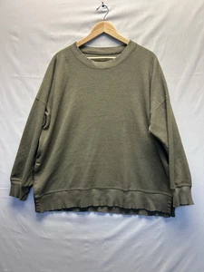 Aerie Oversized Lounge Sweatshirt Rundhalsausschnitt Seitenschlitz Olivgrün Damen Large - Bild 1 von 7