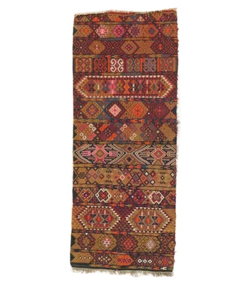Antique Caucasian Kilim Runner 3’2 x 8’1 Tribal Geometric Natural Dyes c.1900 - Image 1 of 4