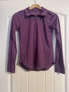 Under Armour Girls Loose Fit 1/4 Zip Pullover Size Large Purple Long Sleeve - Picture 1 of 8