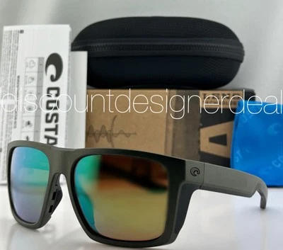 Costa Del Mar Lido Sunglasses Matte Olive Green Mirror 580G Lens 06S9104-10 57mm