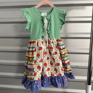 Momi Boutique Colorful Kids Dress with Green Top Size 4 Years - Picture 1 of 4