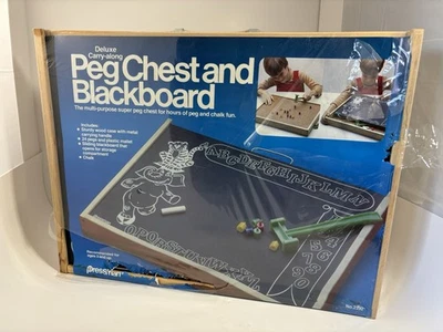 Vintage Pressman Peg Chest & Blackboard Toy #2292 New Old Stock Wood Case - Image 1 of 4
