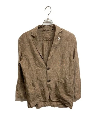 Chaqueta LARDINI AMA Lino Sólido 2B Claro Marrón JXAMAJ Foto 1 de 4