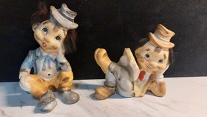 Vintage Tilso Mid-Century Japan Hobo Bum Clown Porcelain Figures - Picture 1 of 10