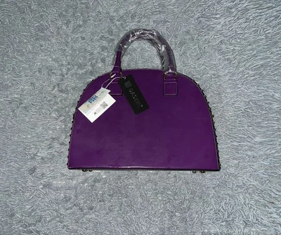 Dasein Purple Studded Dome Satchel Handbag Purse Crossbody Strap XL-15-2858-PP - Image 1 of 4