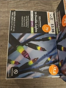 NIB - Halloween Light Set 70-Count  Purple/GreenIndoor/Outdoor 14 Ft - Set of 2  - Picture 1 of 3