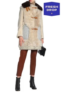 RRP €1900 COACH Shearling Coat US4 UK8 IT40 S Contrast Panel Buckle Zipped Cuffs - Picture 1 of 6