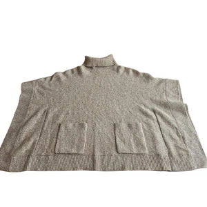 Poncho suéter Michael Kors para mujer talla L beige tostado blanco mezcla de lana de gran tamaño - Imagen 1 de 8