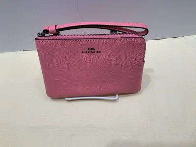 Cartera de muñeca Coach de cuero con cremallera en una sola esquina F58032 - rosa Foto 1 de 4