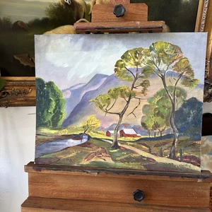 Mid 1900s Original Painting On Board Signed  Stehling Landscape 16x20 - Picture 1 of 6