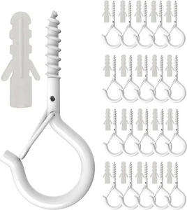 20 Pack Q Hanger Hooks with Safety Buckle, Rustproof Screw 2.2", White  - Bild 1 von 7