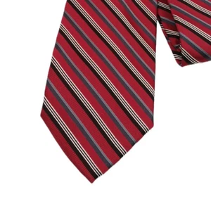 Cravatta Croft & Barrow Repp uomo 60” bordeaux nero misto seta righe classica nuova - Foto 1 di 3