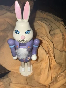 Hand Painted Wooden Nutcracker "White Rabbit" ￼ In Purple Coat. In Original Box. - Picture 1 of 3