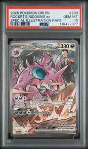 2025 POKEMON DRI EN-DESTINED RIVALS #233 TEAM ROCKET'S NIDOKING EX PSA 10 - Picture 1 of 2