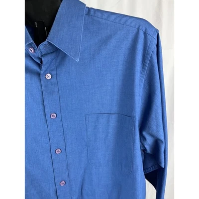Camisa de vestir Harve Benard para hombre 16 1/2 azul manga larga carrera abotonada Foto 1 de 4