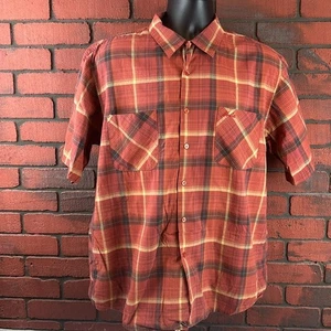 Camicia uomo Hobie grande arancione a quadri manica corta con bottoni - casual, surf - Foto 1 di 7