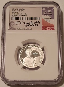 2022 Silber Sally Ride Quarter Proof PF70 UC NGC Elizabeth Jones signiert - Bild 1 von 2