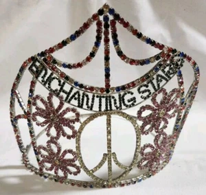 PEACE ENCHANTING Rhinestone Tiara Crown Beauty Pageant Fashion Princess Queen - Picture 1 of 6