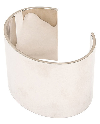 SAINT LAURENT (YSL) Bracciale largo Saint Laurent YSL lucido tono argento lucido ottone nuovo con etichette $1250