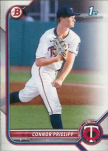 2022 Bowman Draft #BD-8 Connor Prielipp  Minnesota Twins Baseball 