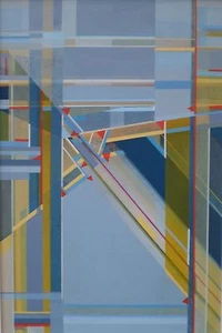 RARE NEW BRIAN GEORGE ORIGINAL "Towards Sutton Bridge" ABSTRACT OIL PAINTING - Picture 1 of 1