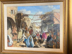 Cityscape Street Scene, Oil On Canvas Painting. By: Max Flegier - Picture 1 of 5