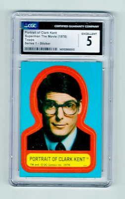 PORTRAIT OF CLARK KENT SUPERMAN THE MOVIE 1978 TRADING CARD STICKER CGC GRADED 5 - Image 1 of 2