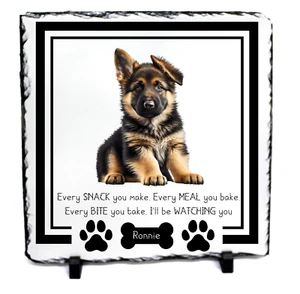 German Shepherd Puppy Dog Personalised Rock Slate Plaque Gift 19x19 cm Add name - Picture 1 of 1
