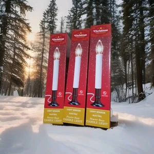  3 Velas Eléctricas Ventana Luz Bombilla de Vidrio Sensor Luz Base de Peltre - Imagen 1 de 6