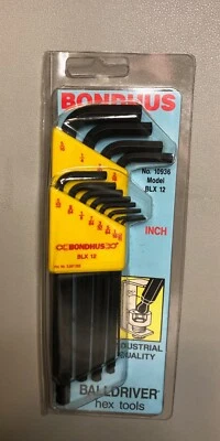Bondhus SAE Hex Key Set Allen L-Wrench 12 Piece .050 to 5/16 - Made in USA - Image 1 of 2