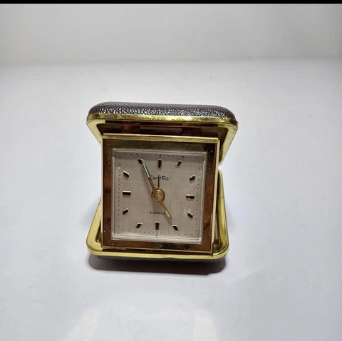 Zentra Vintage 2 Jewels Mechanical Wind Up Travel Alarm Clock working Cover