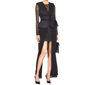 Sass Bide Black Brightest Bright The Back Seat Waist Coat Dress Size 36 AU 6 - Picture 1 of 22