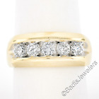 Men's Classic 14K Yellow Gold 1.0ctw Channel Set Fiery 5 Large Diamond Band Ring