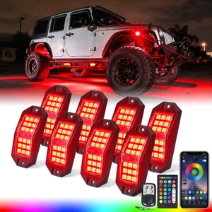 8 Pods RGB LED Rock Light Underglow Offroad Neon Lights Kit Bluetooth & Remote - Picture 1 of 7