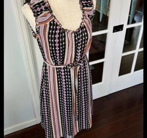 Women's Medium Merona Dress Striped Geometric Semi Sheer Sleeveless Summer - Picture 1 of 10