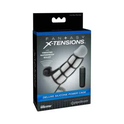 Fantasy X-Tensions Deluxe Silicone Power Cage Black - Penis Sleeve Extension - Image 1 of 4