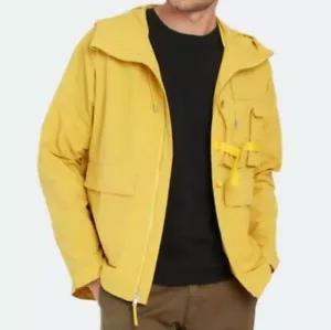 Large Saturdays NYC Suzuki Windbreaker, Full Zip Vented Adjustable Hooded Yellow - Picture 1 of 12